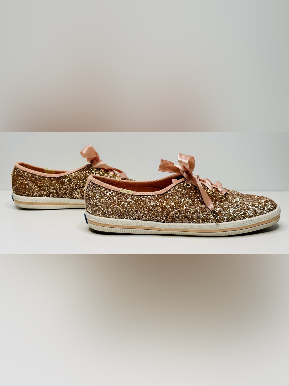 Keds X Kate Spade New York Rose Gold Glitter Sneakers Tennis Shoes - Picture 6 of 16